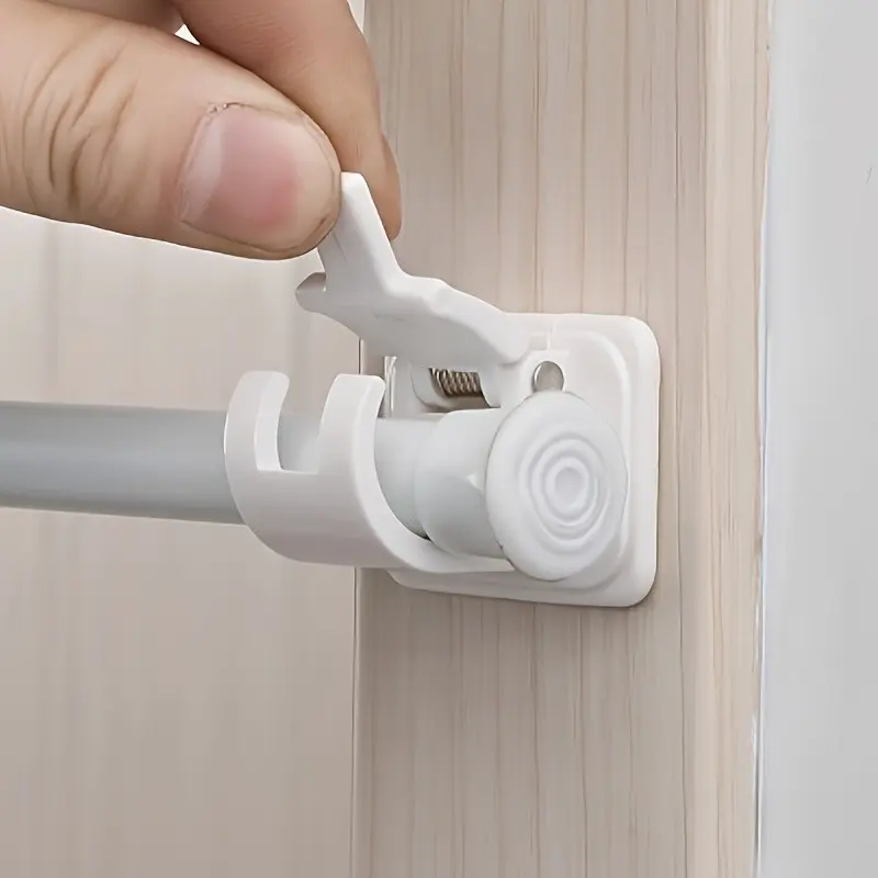 8-Piece Self-Adhesive Curtain Rod Hooks Set, Adjustable Wall Hooks, Sticky Hooks for Bedroom, Living Room, Kitchen, Bathroom, Easy Installation