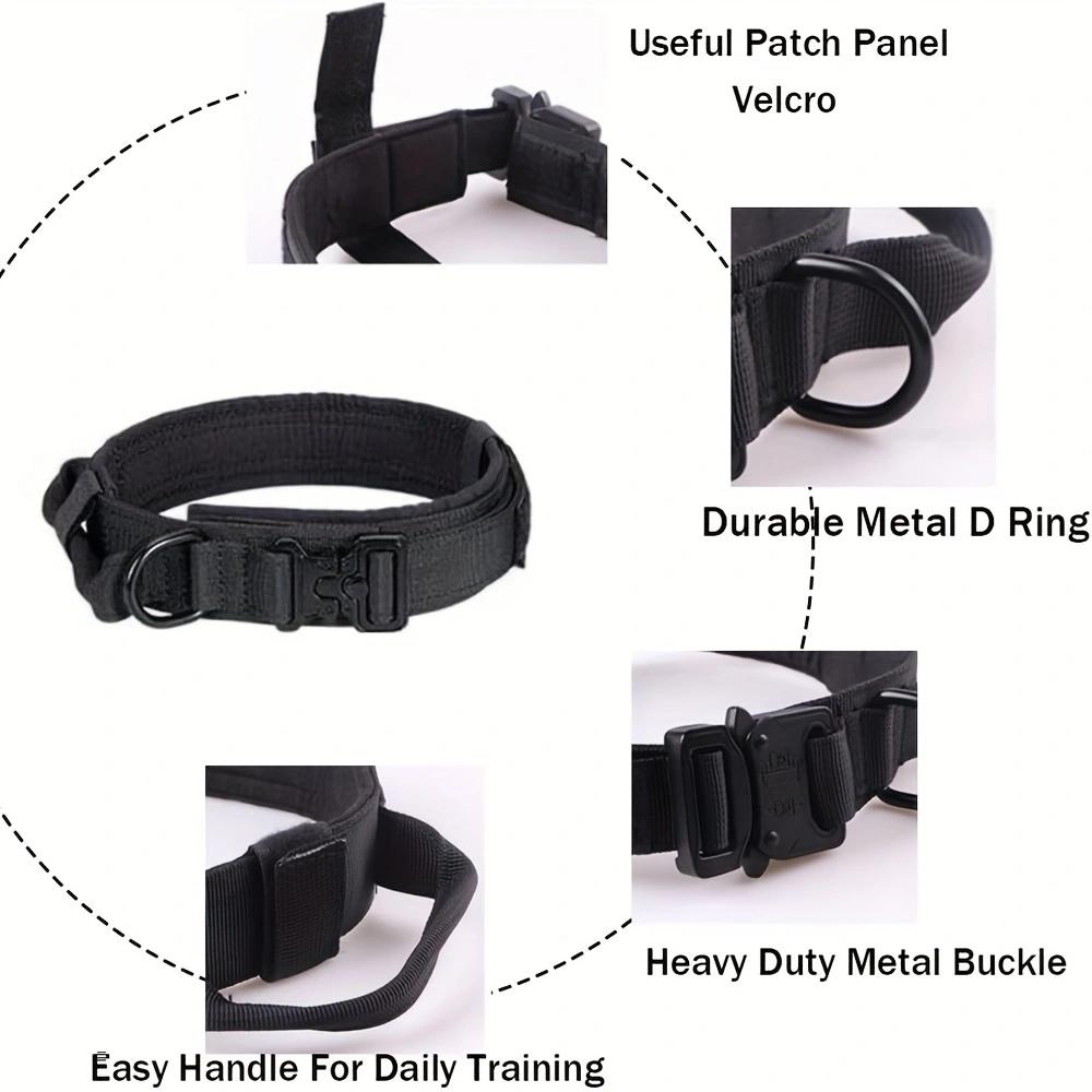 Adjustable Tactical Training Collar for Medium Large Dogs, Compatible with Dog Leash Chain, Durable Pet Supplies for Training & Obedience, Leash Compatibility, Adjustable Fit, Tactical Design