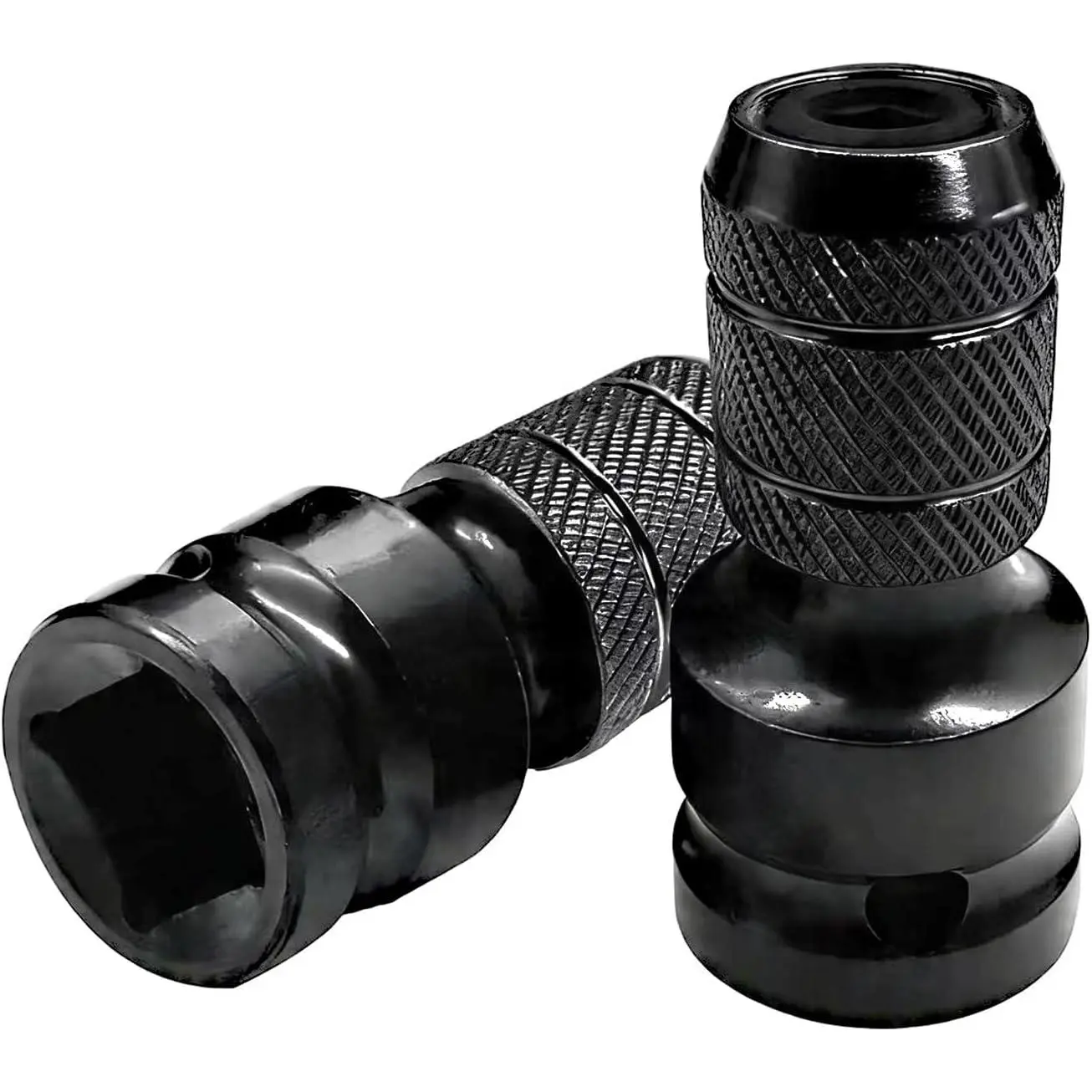 1/2" to 1/4" Hex Socket Adapter, 2-Pack for  Tools | Ratchet, Wrench &  Tool Compatible | Black Finish | Quick Release