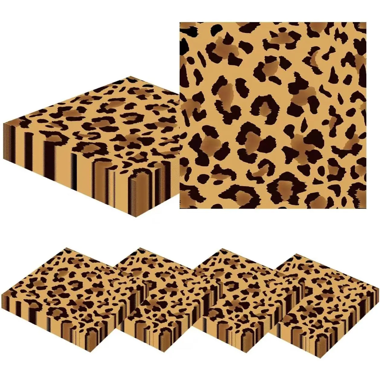 50Pcs Leopard Print Theme Paper Napkins Safari Animal Luncheon Napkins Set Party Supplies