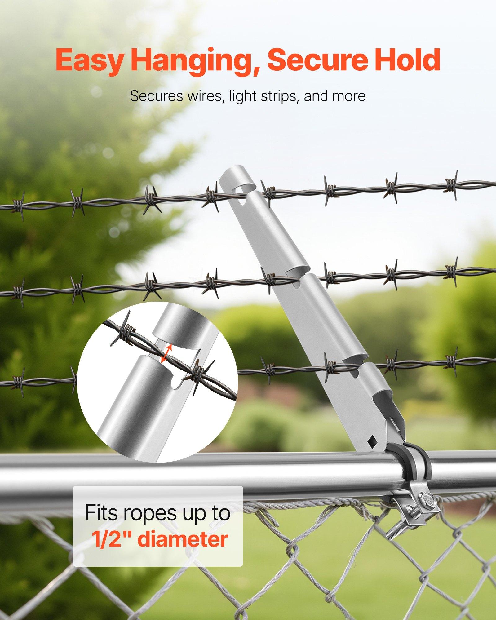 VEVOR Barbed Wire Arm, 10 Packs 14.8 in Fence Post Extender for 1.3" to 1.5" Chain Link Fences, U Bracket Design, Galvanized Steel Fence Height Extender, Protect Privacy and Prevent Pets Jumping Off VEVOR Barbed Wire Arm, 10 Packs 14.8 in Fence Post Extender for 1.3" to 1.5" Chain Link Fences, U Bracket Design, Galvanized Steel Fence Height Extender, Protect Privacy and Prevent Pets Jumping Off