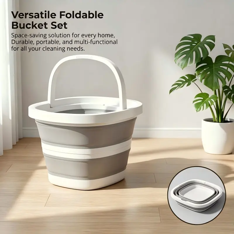 Foldable Bucket with Handle, Portable Silicone Dish Basin, Space-Saving Design, Ideal for Home Cleaning, Gardening, Camping