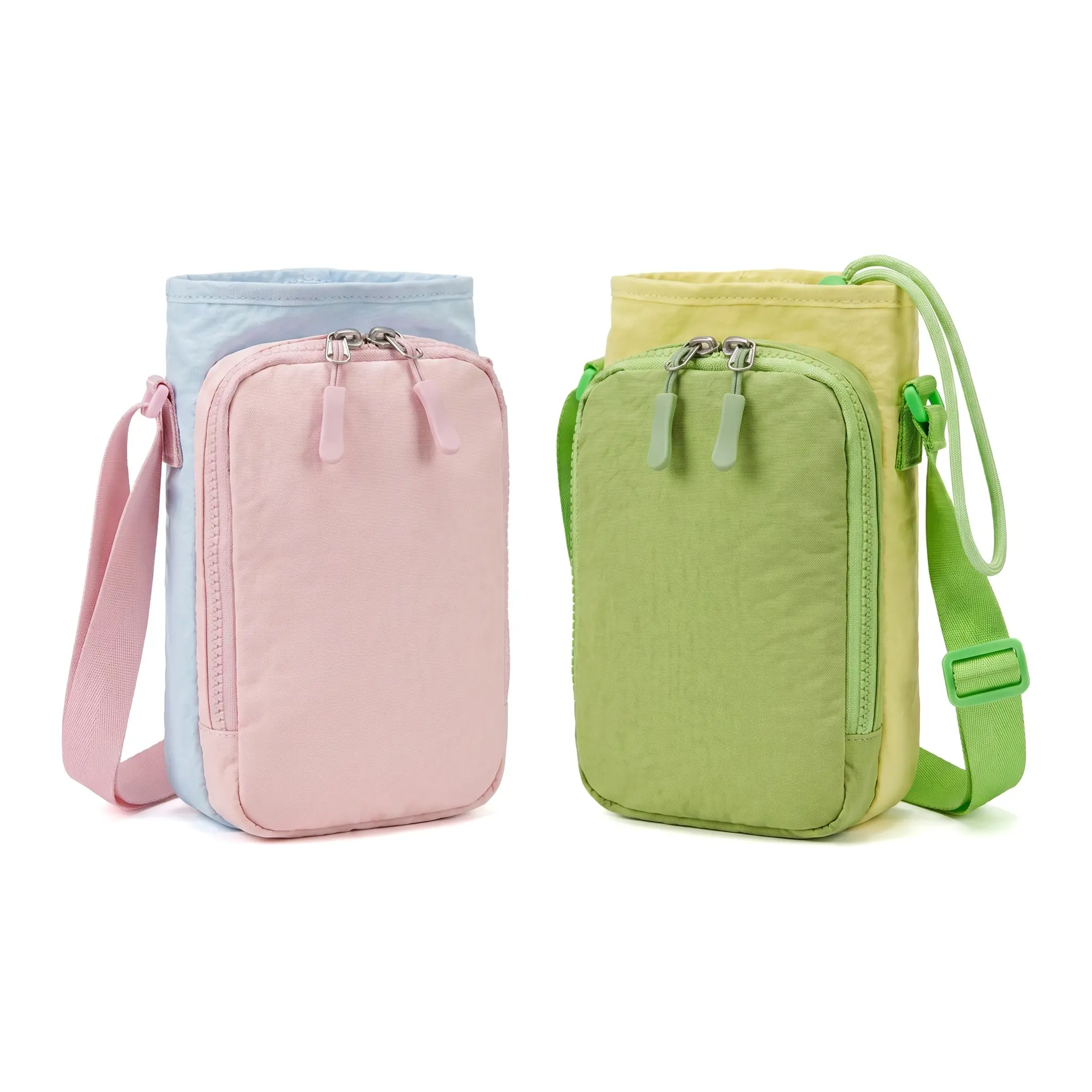 Casual Crossbody Phone Bag For Women Travel Water Bottle Holder Lightweight Student Cup Bag Sporty Small Bag Solid Color Polyester Zipper Medium