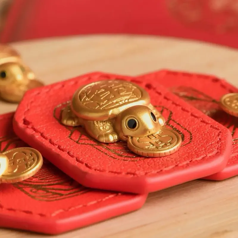 Fengshui Lucky Turtle Wallet Charm Money-biting Turtle Ornaments Decor for Longevity Protection & Financial Stability