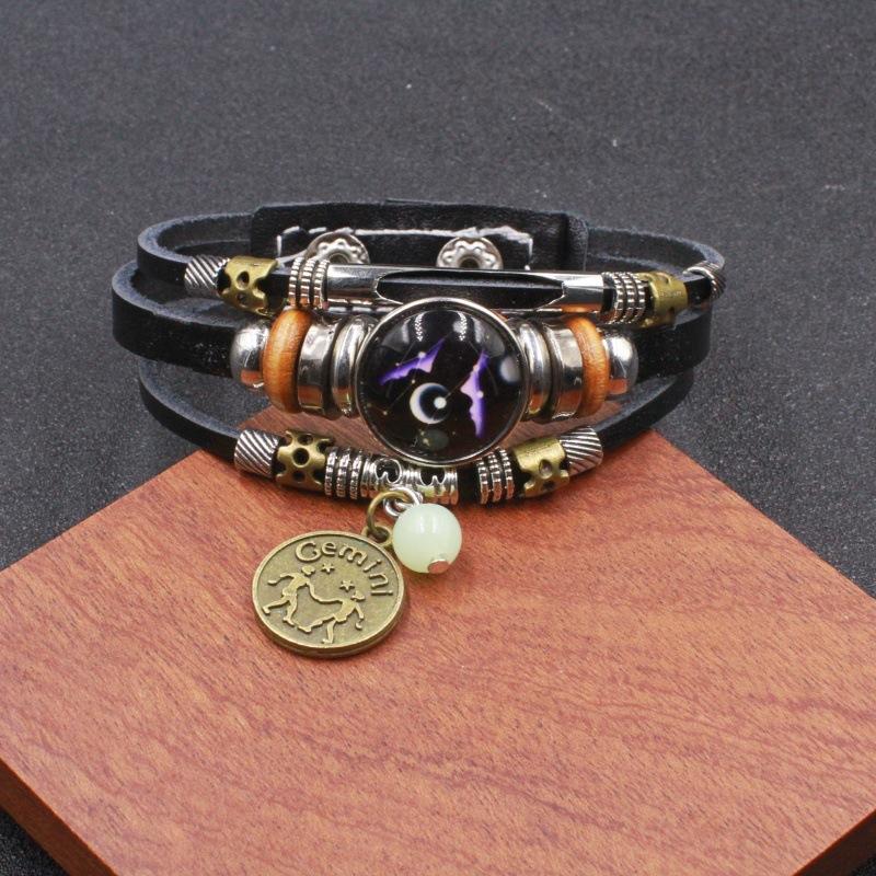 Twelve Zodiac Sign Bracelets Korean Style for Couples and Friends Fluorescent Glowing Bangles Jewelry Gifts Ideal for Her Him