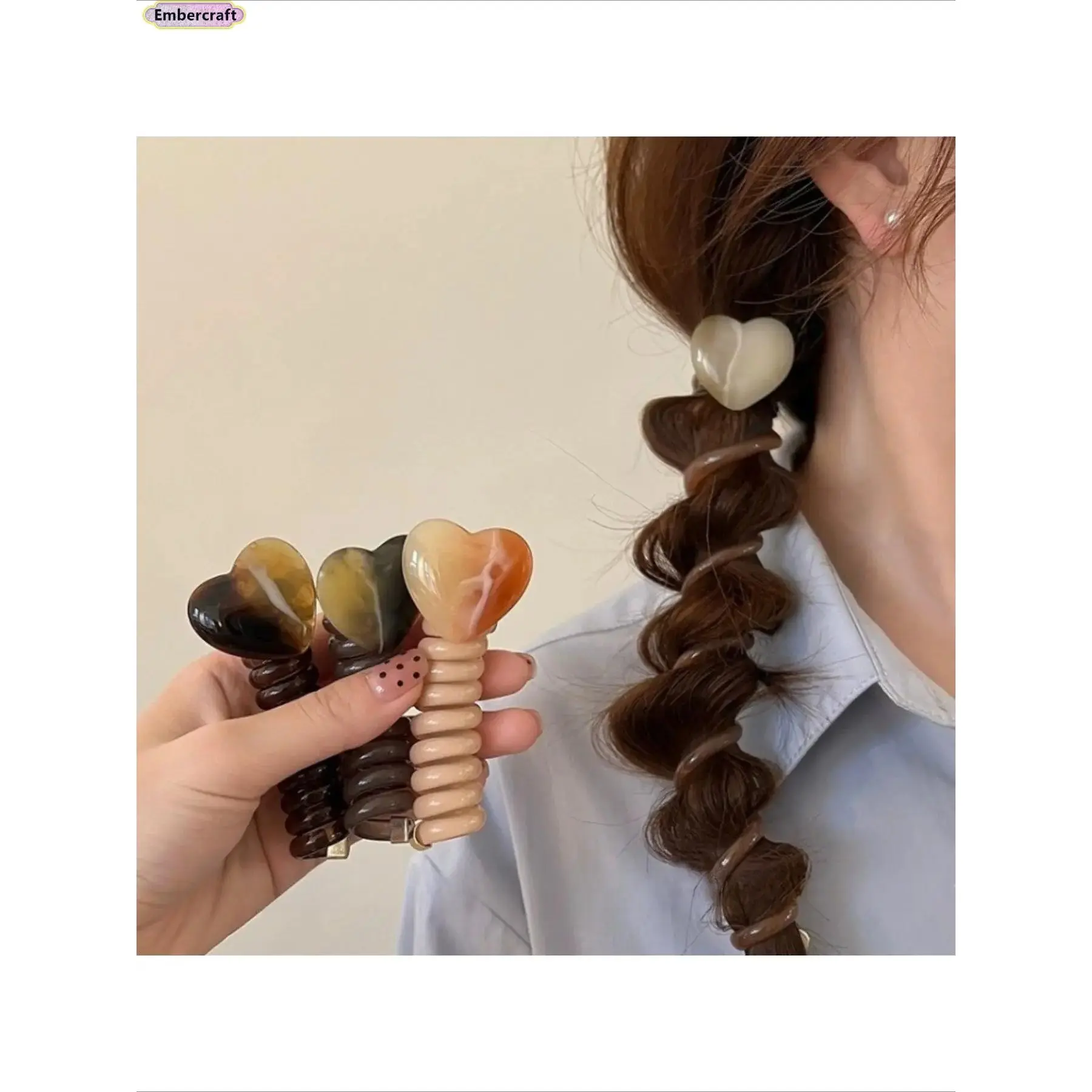 Viral Aesthetic Heart Hair Tie Set for Women & Girls, Mixed Heart Decor Elastic Ponytail Holders, Minimalist Coquette Hair Accessories for Thick Hair, Cute Everyday Styling Must-Have for School, Work, Travel & Date Night