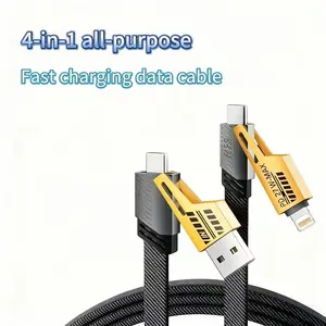 Four-In-One Multi-Function Fast Charging Cable, Multiple Interfaces, Compatible with iPhone 15/16/17, Xiaomi, Huawei, Type-C Android Phones