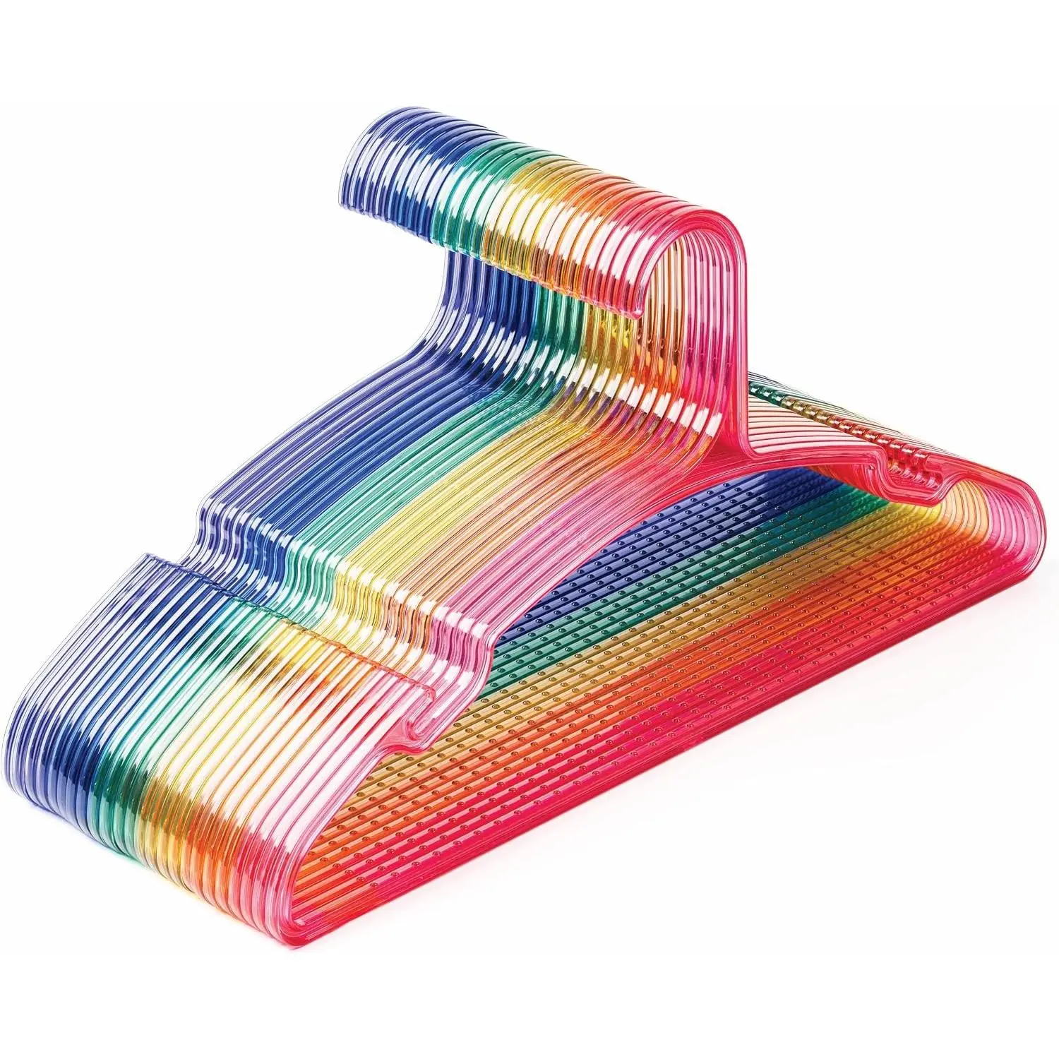 Unbreakable Plastic Hangers - Pack of 24 - Heavy Duty I-Beam Design, Durable, Slim & Space Saving - Perfect for Coats & Everyday Use - Colorful Rainbow Clothe Hanger for Organized Closet