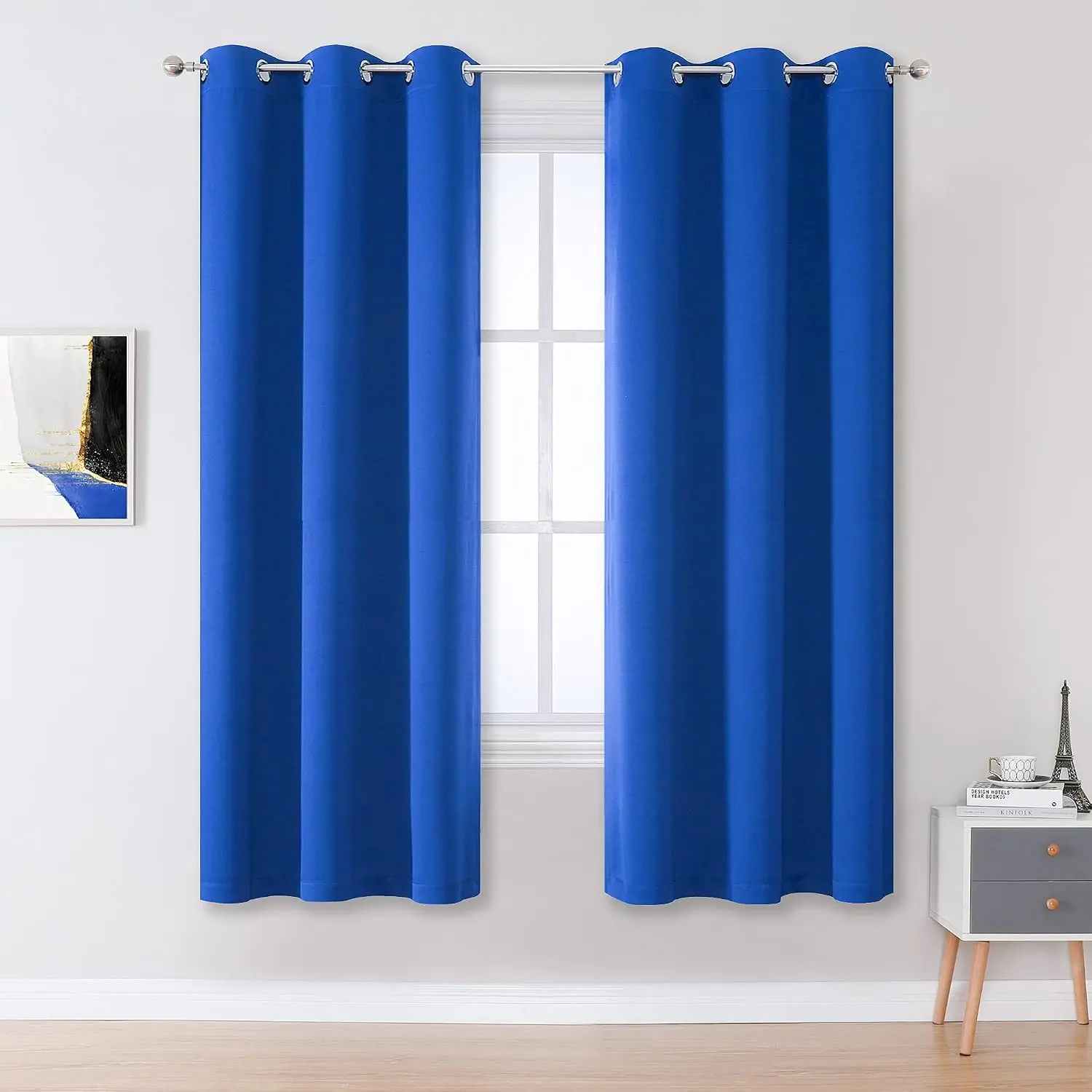 Blue Room Darkening Curtains Blue Panels for Bedroom 63 Inch Length Energy Efficient Grommet Drapes for Boys Room Thermal 42 W x 63 L 2 Panels