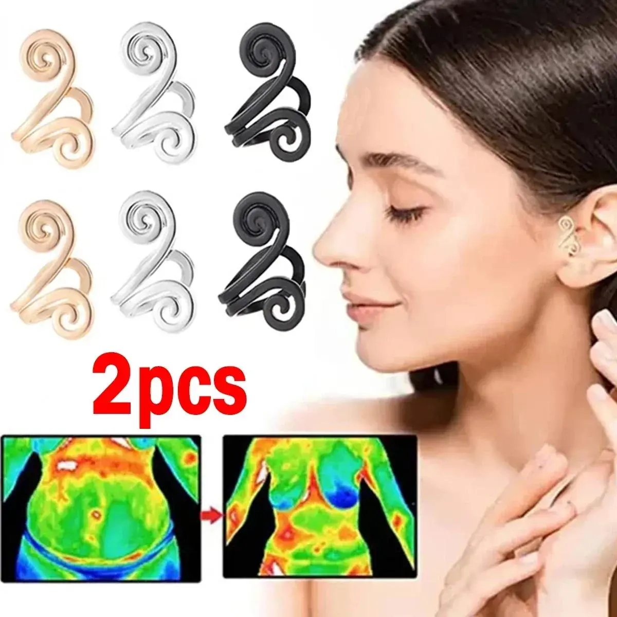 Non-Piercing Acupressure Slimming Earrings, 1.7cm Gallstone Nose Clip for Healthy Acupoint Stimulation & Weight Management