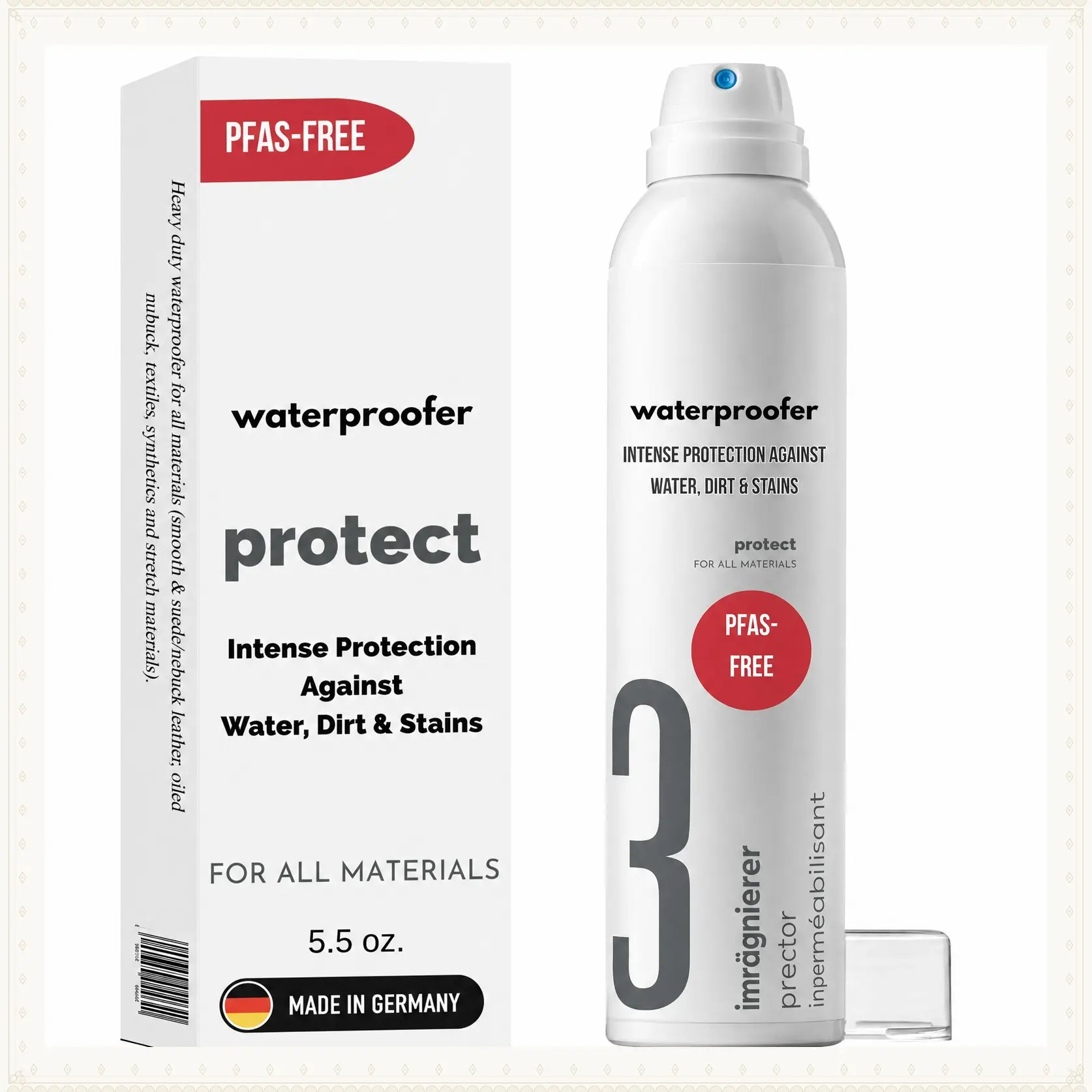 Shoe Waterproof Spray, Suede, Leather, Nubuck Sneaker Protector | German Made, Repels Rain, Snow, Road Salt and Stains on Boots, Canvas and Textile Footwear, Breathable, No DarkeningGift