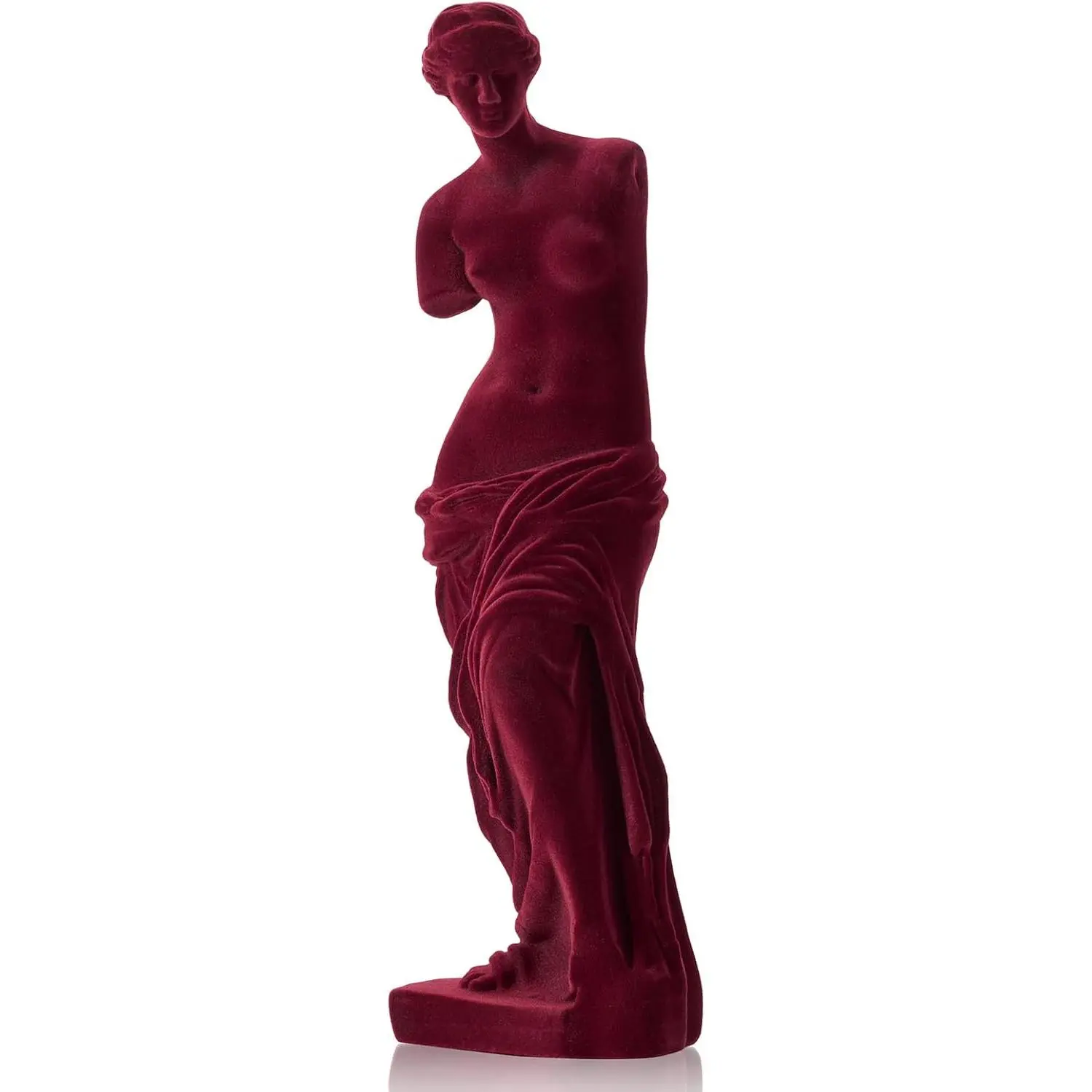 Artistic Soft Flocked Smooth Venus de Milo Aphrodite Statue - Classical 3D Decorative Sculpture for Shelf, Living Room Decor, Housewarming New Home Gift for Women, Burgundy, Aphrodite Statues