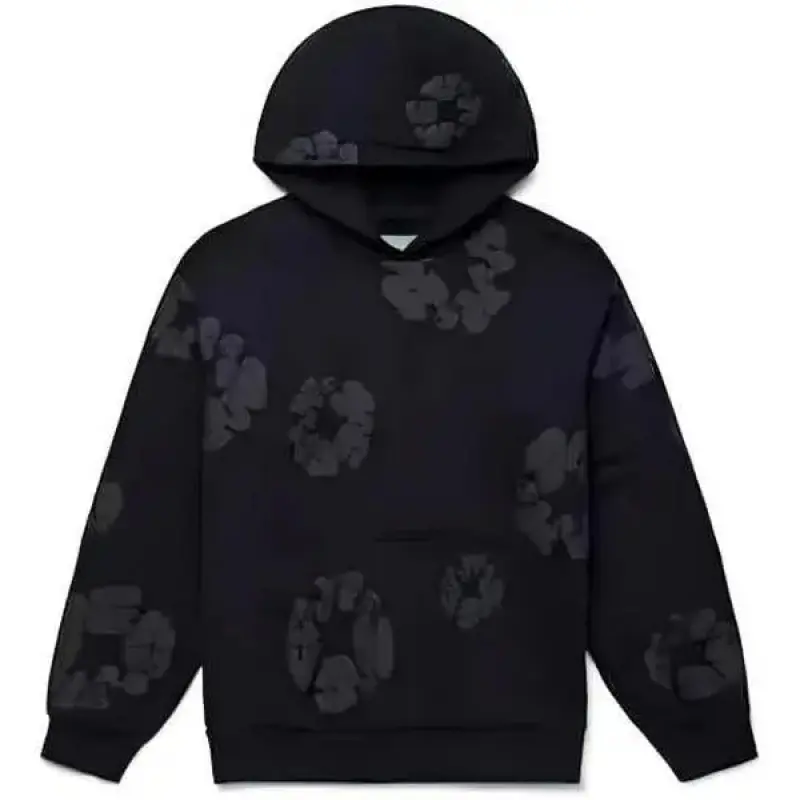 Unisex 2-Piece Sports Hooded Tracksuit - Long-Sleeve Pullover, Casual Streetwear Oversized Graphic Hoodie Tops,Black Hoodie [Black Wreath] for Running