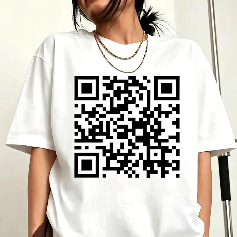 Men's Short-Sleeve Soft Graphic T-Shirt - Funny "Scan My QR Code" Meme Oversized Viral Internet Streetwear Sports Top, Shortsleeve, Tshirt