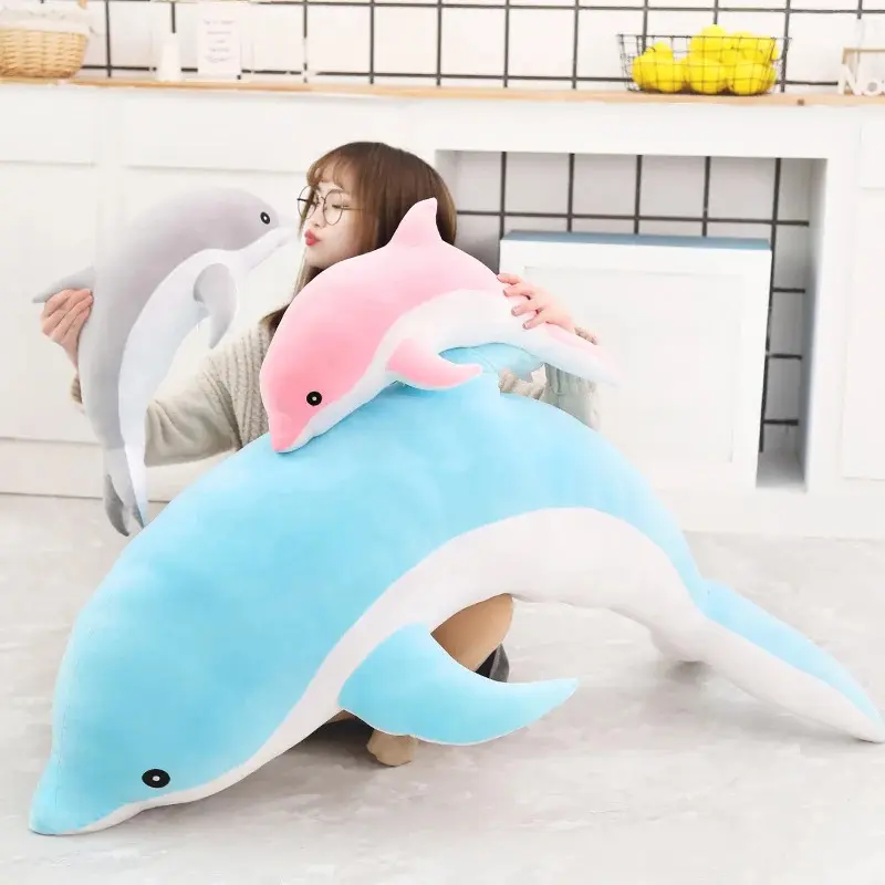 Cute Dolphin Plush Toy Soft Stuffed Animal Pillow  Kawaii Dolphin Doll Kids Girls Sleeping Cushion Birthday Gift, Cute Toys, Fun Toys For Kids