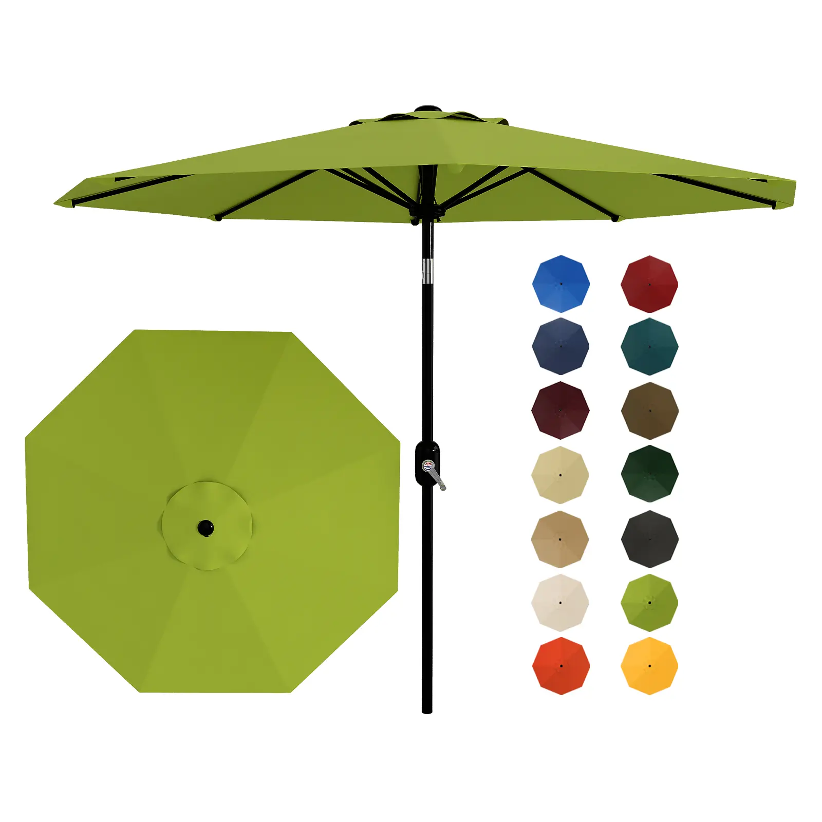 OP-10FT Outdoor Table Patio Umbrella,  Market Umbrella With Push Button Tilt and Crank for Market, Backyard, Pool, Garden