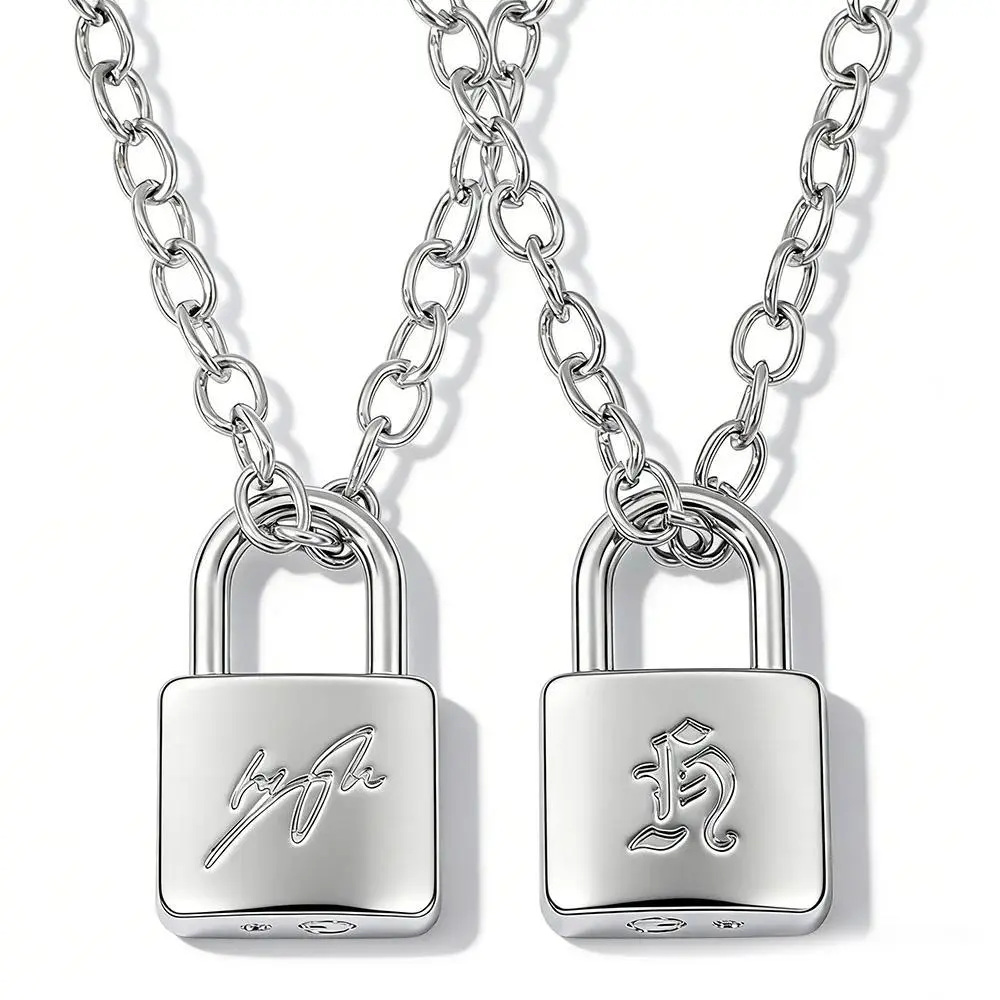 Fashionable Creative Hyunjin Lock Necklace Same As Huang Xuanchen's Style New Punk Necklace Men Women Fans Gifts