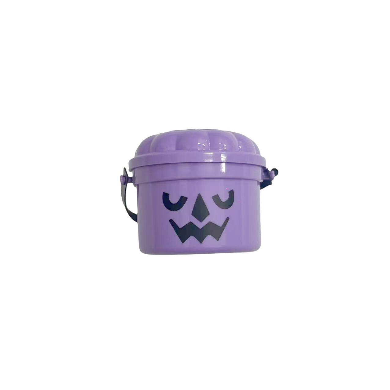Mini Halloween Nostalgic Cute Plastic Buckets - Orange, Purple, White, Green with Jack-O'-Lantern Faces - Durable Water Buckets for Home Decor, Horror Party Supplies, Ghost Festival & Trick-or-Treat Celebrations, Playful Design, Party Favors Assortment