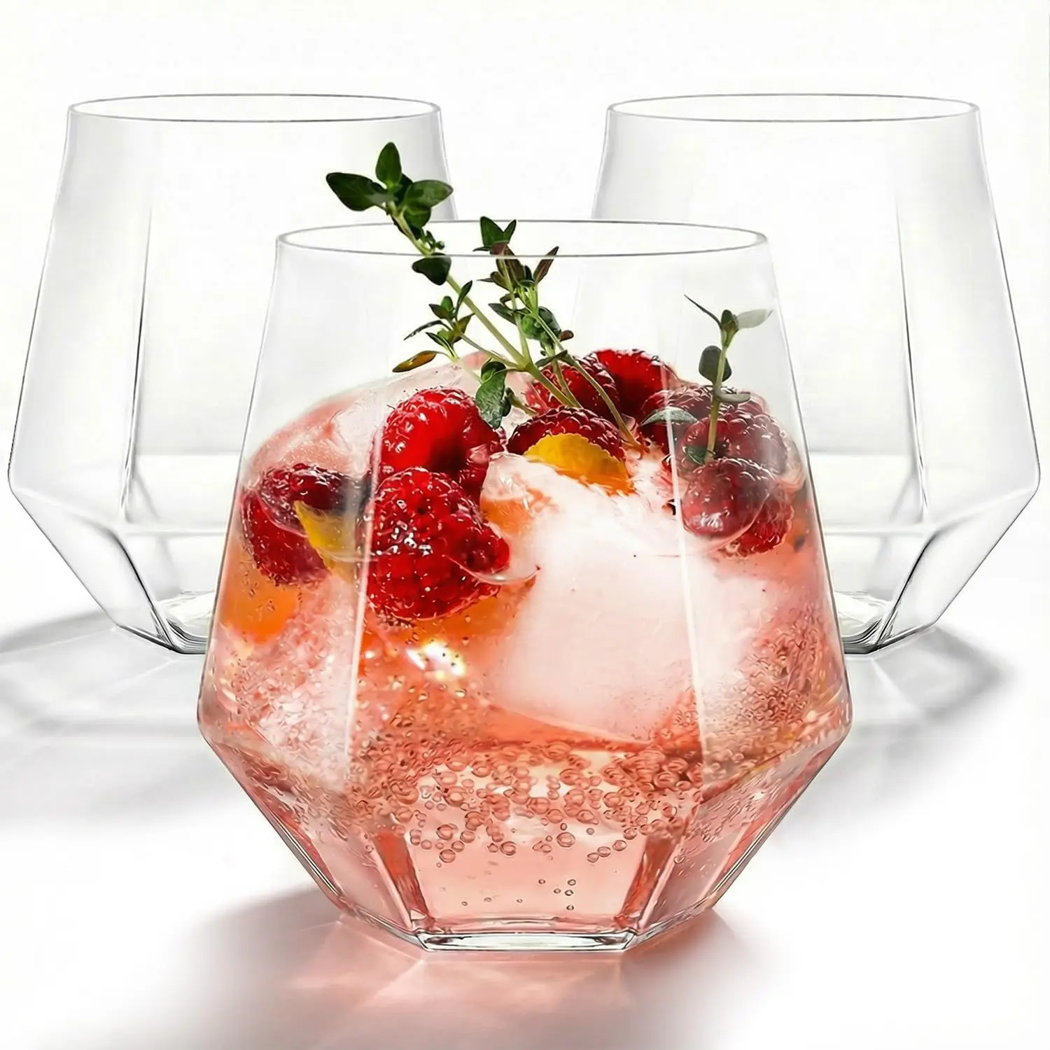 40 Pack Plastic  Glasses, 12 Oz Disposable   Glasses | Clear  Stemless Champagne Margarita Glasses, Unbreakable  Plastic Party Cups for Wedding Birthday