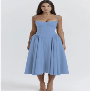 Summer 2026, European And American Strapless Dresses, New Waist-Cinching Fashionable And Sexy Slip Dresses