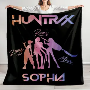 Huntrix Girls K-Pop Demon Hunter Flannel Throw Blanket, Anime Inspired Soft Cozy Fleece for Bedroom Sofa Dorm Fan Room Holiday Gift, Kids Blanket, Adult Blanket
