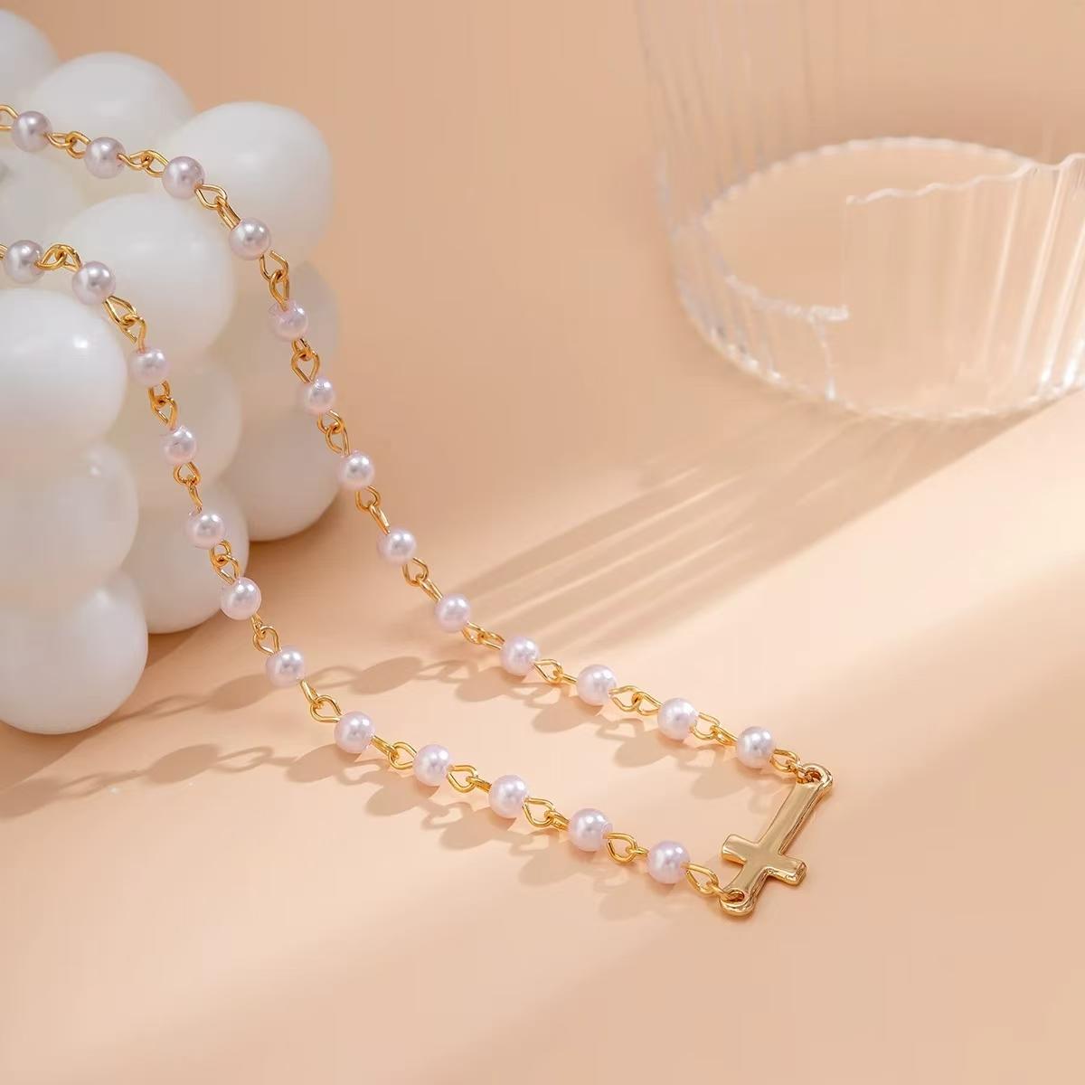 Tiny Cross Choker Necklace Dainty Minimalist Cross Pendant for Women Girls Fashion Jewelry Christmas Gift All-match Exquisite Pearls 2inch Extension Chain Black Friday Gift Dark Aesthetic Magnetic Copper Therapy Stainless Steel Charm for Men Women