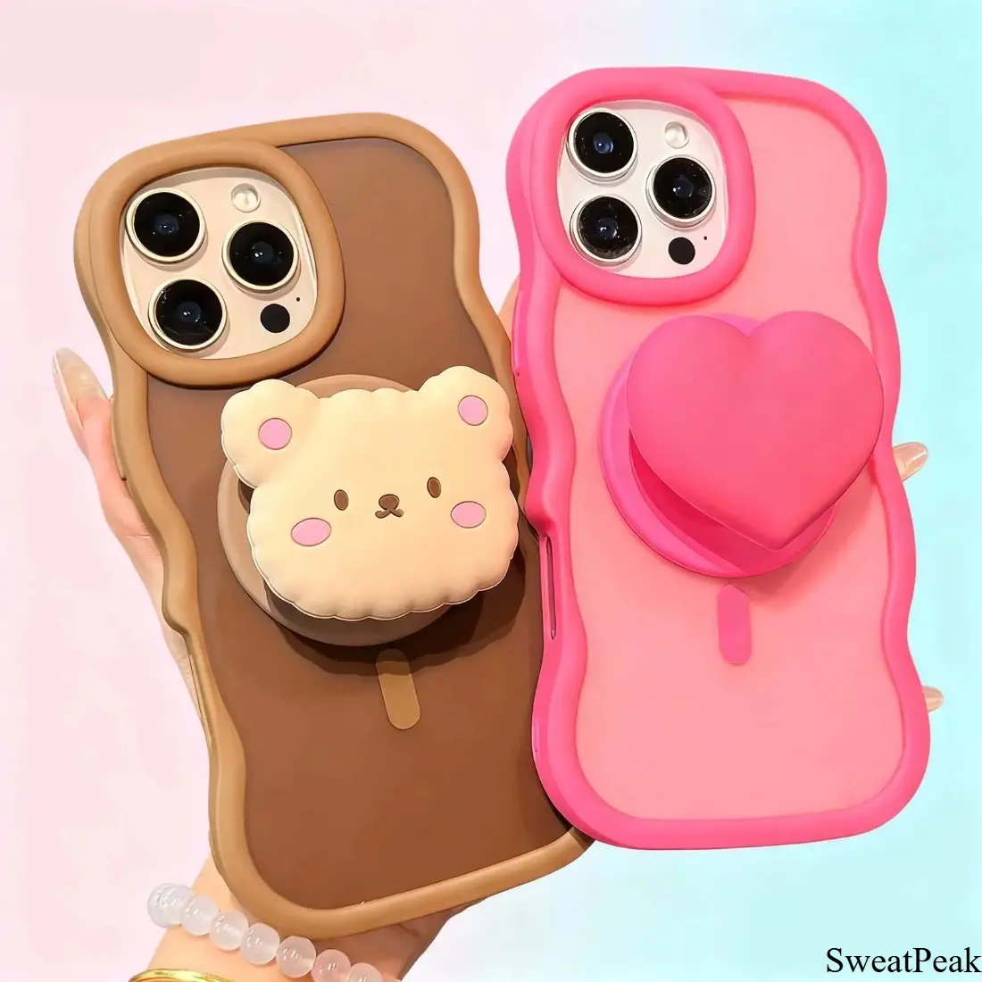 Magnetic Phone Grip & Kickstand, Cute Silicone Expanding Phone Holder for MagSafe Compatible Phones and Magnetic Cases, Adjustable Ring Stand with Strong Magnetic Attraction, Hands-Free Mobile Accessory for Video Calls, Gaming, Travel & Daily Use