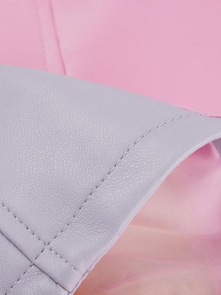 Women's Spring Four-Season Motorcycle Jacket, Fashionable Lapel Zipper Waist Cinched Patchwork Short Coat with Pockets, Fall Winter Outerwear