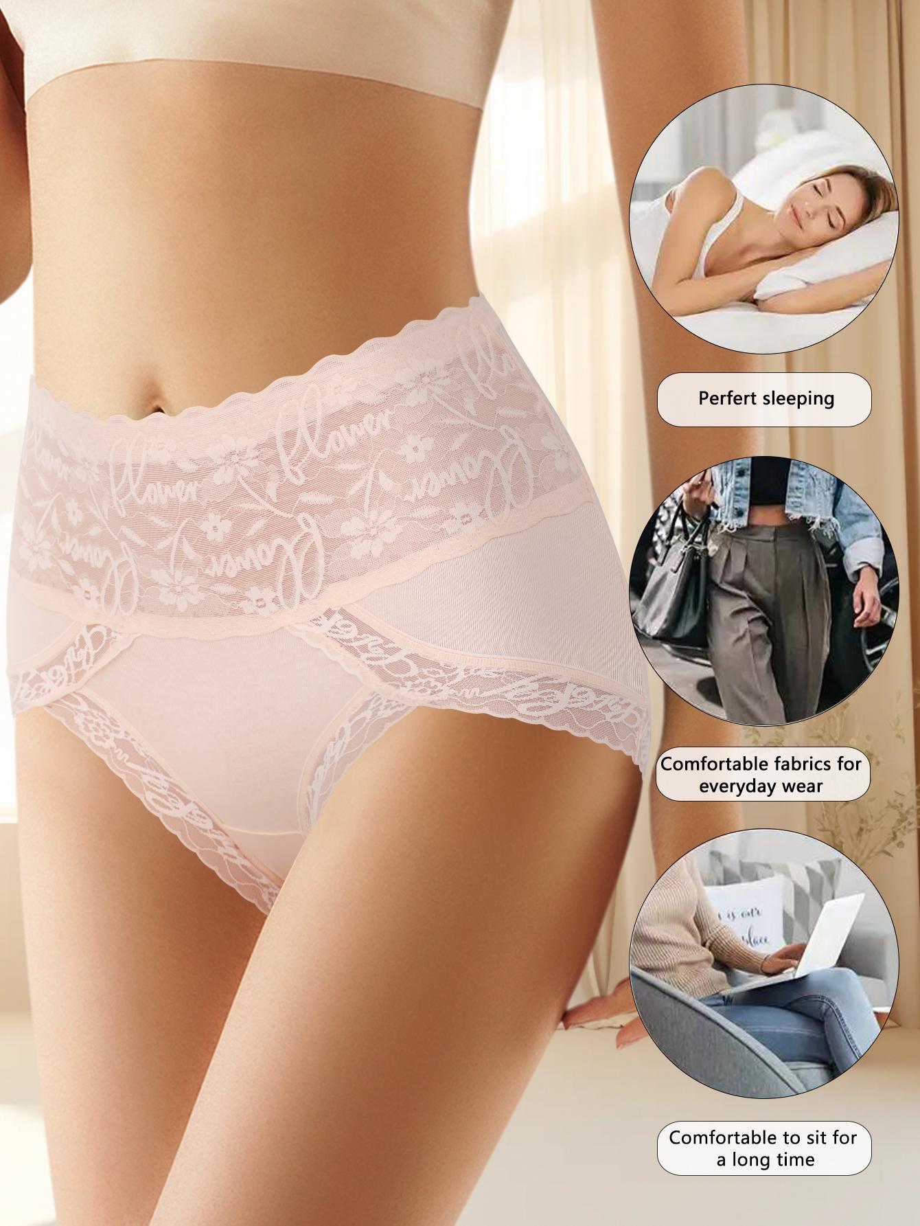 QUASTI 8PCS High-Waisted Lace Seamless Printed Briefs for Women, Breathable Soft Stretch Panties, High Elasticity Full Coverage Underwear, Fashionable Elegant Comfortable Everyday Lingerie Set for Ladies and Girls, S-XXL SpringStatements