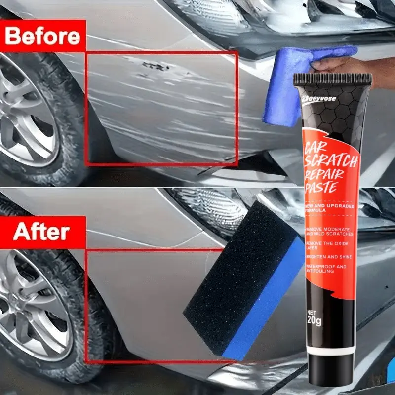 Car Scratch Remover Kit with Polishing Sponge, Fixes Bumper Scratches and Stone Chips, Suitable for All Common Car Paint Colors, Car Scratch Repair
