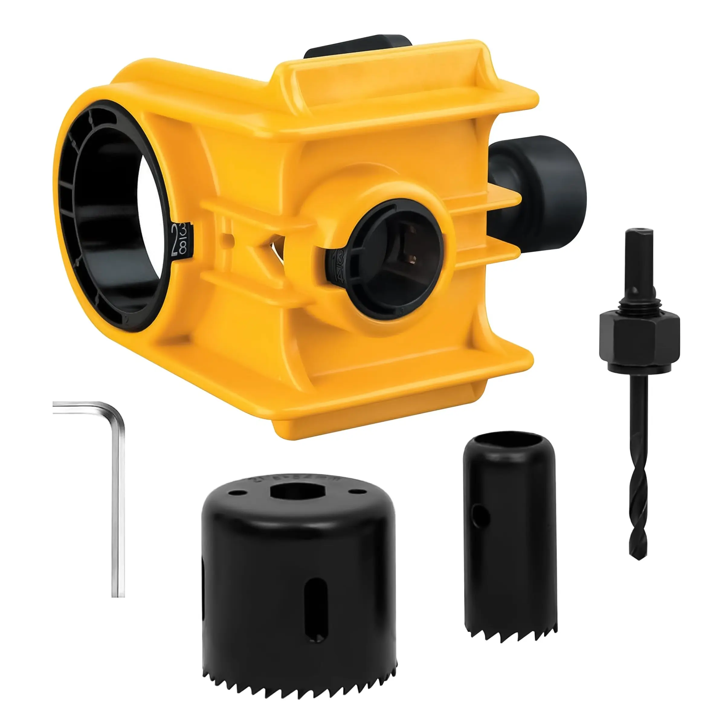 Door Lock Installation Kit, C-Type Clamp Design, Tool-Free Wood Door Clamping, Adjustable Bushing, Handle Hole Saw Set, Easy Professional Setup