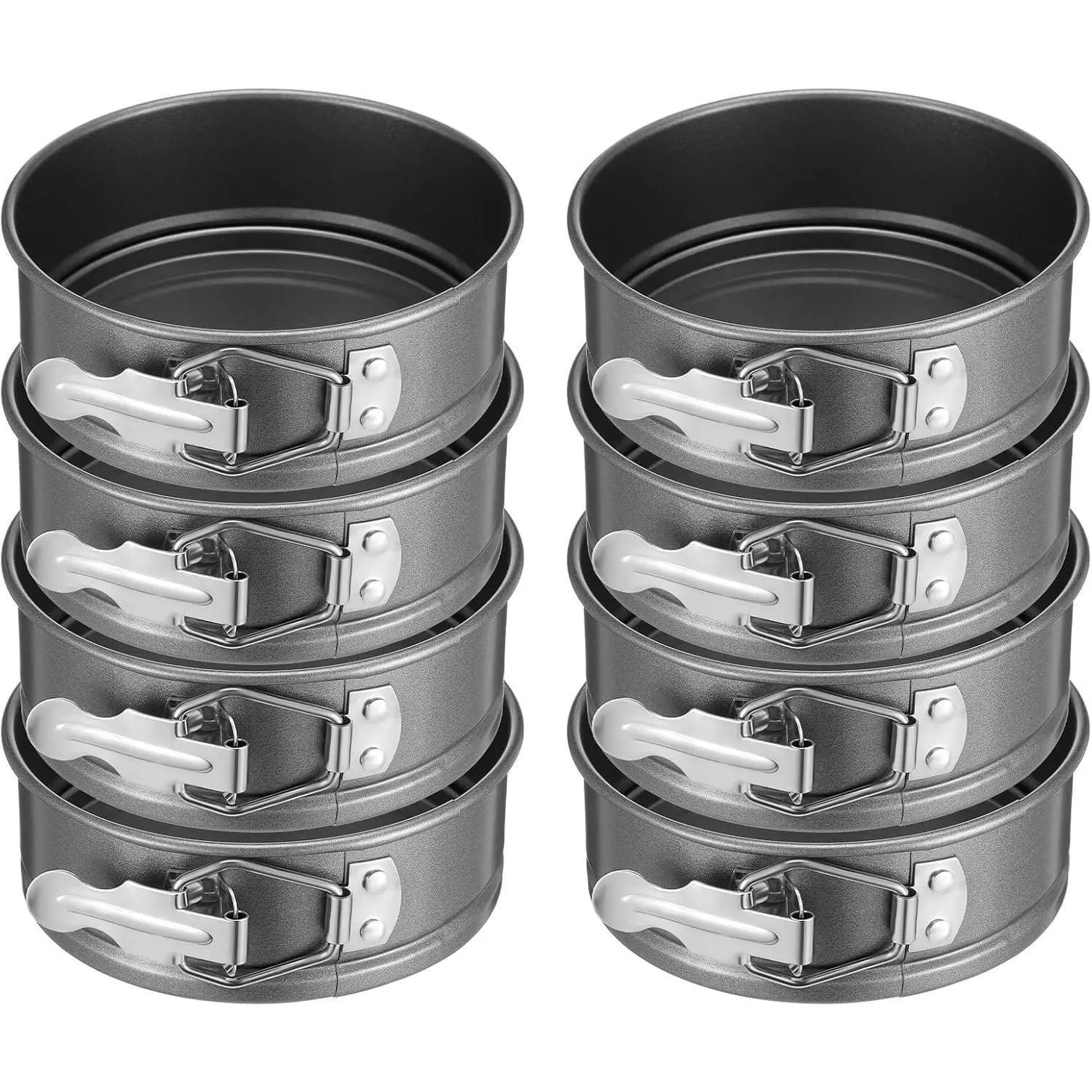 8 Pcs 4.7 Inch Springform Pan with Removable Bottom, Nonstick, Round Springform Cake Pan, Leakproof Mini Cheesecake Pans with Stainless Steel Spring Buckles for Baking Kitchens Restaurant (Black)