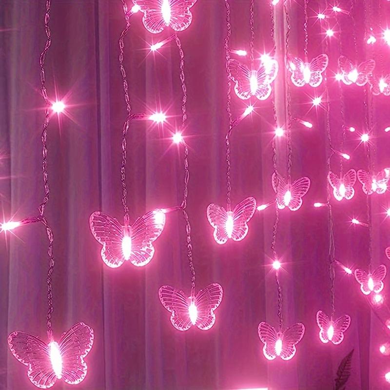LED String Light, LED Butterfly Curtain Light, 21.3ft/255.9inch 8 Modes USB Charger Window Twinkle String Lights With Remote Control, 96 LEDs Copper Wire Fairy Lights For Room Christmas Wedding Party Decoration graduation leis graduation decorations
