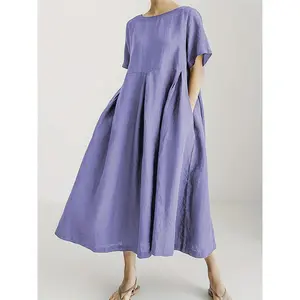 Plus Size - Plus Size - European And American Women'S New Solid Color Casual Pocket Pullover Retro Jumpsuit