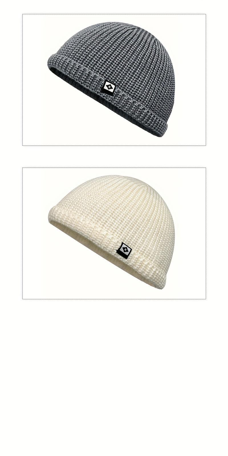 1pc Unisex Fisherman Beanie - Warm Ribbed Cuff Skull Cap with Logo Patch, Hand Washable Coldproof Winter Hats for Men & Women, Lightweight Elastic Fit, Comfortable Ribbed Texture, Casual Outdoor Headwear, Winter Headwear, Durable Headgear