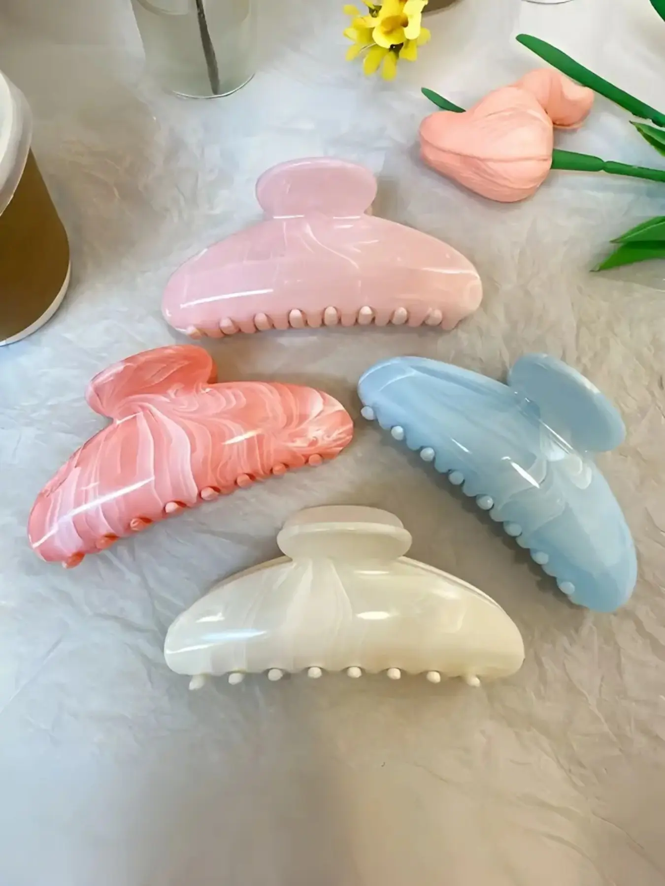 Marble‑Pattern PS Material Hair Claw Clips for Women, Large Strong Hold Shark Clips for Thick Hair, Swirl Gradient‑Colored Hair Barrettes, Stylish Aesthetic Hair Accessories for Daily Makeup, Washing Face, Vacation and Party, Cute Gift Choice