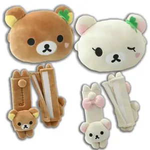 Soft Rilakkuma Car Headrest Neck Pillow Cute Kawaii Bear Car Head Support Pillow Car Interior Decor Accessory for Girl Gift