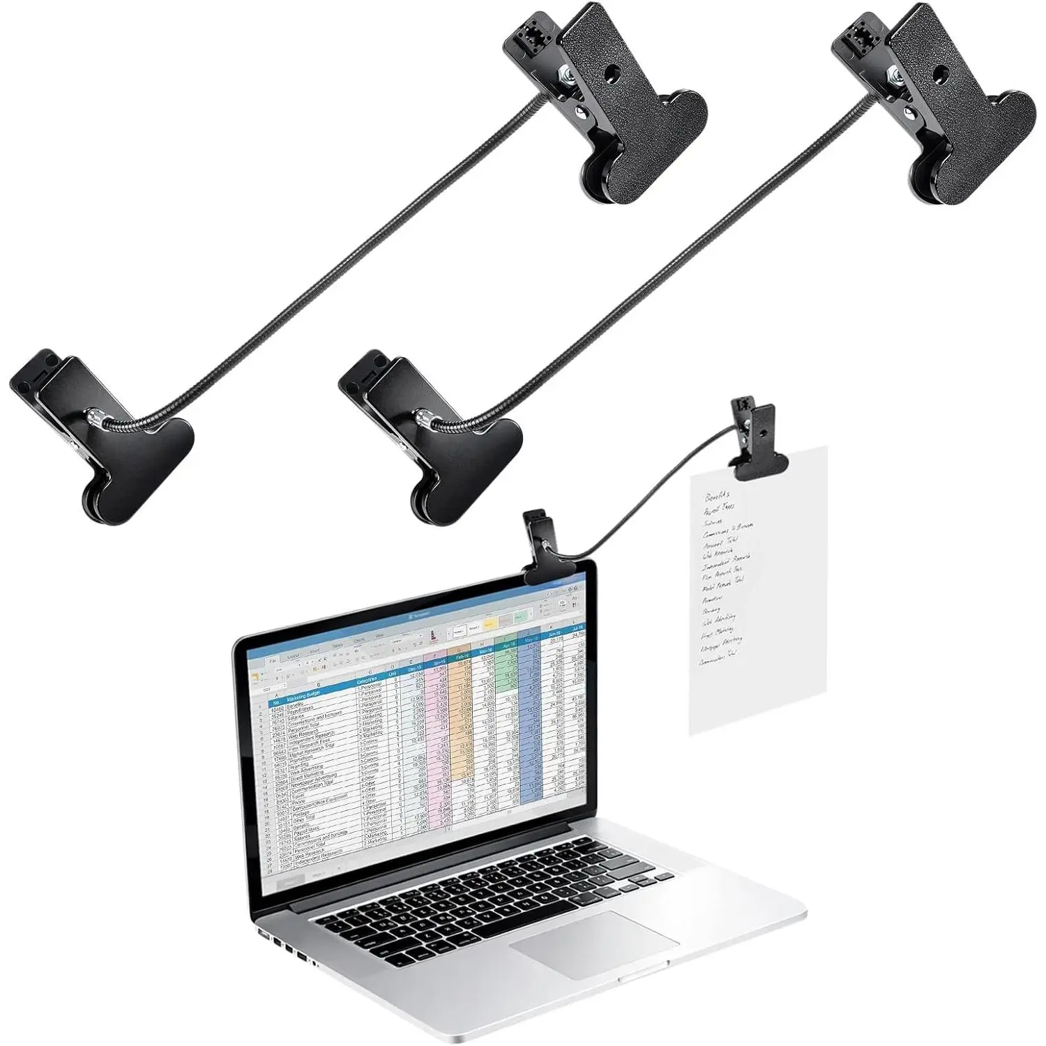 2 Pcs Black Mini Clip On Document Paper Holder, Compact Copyholder Stand for Laptops Monitors Desk Typing Office Supplies
