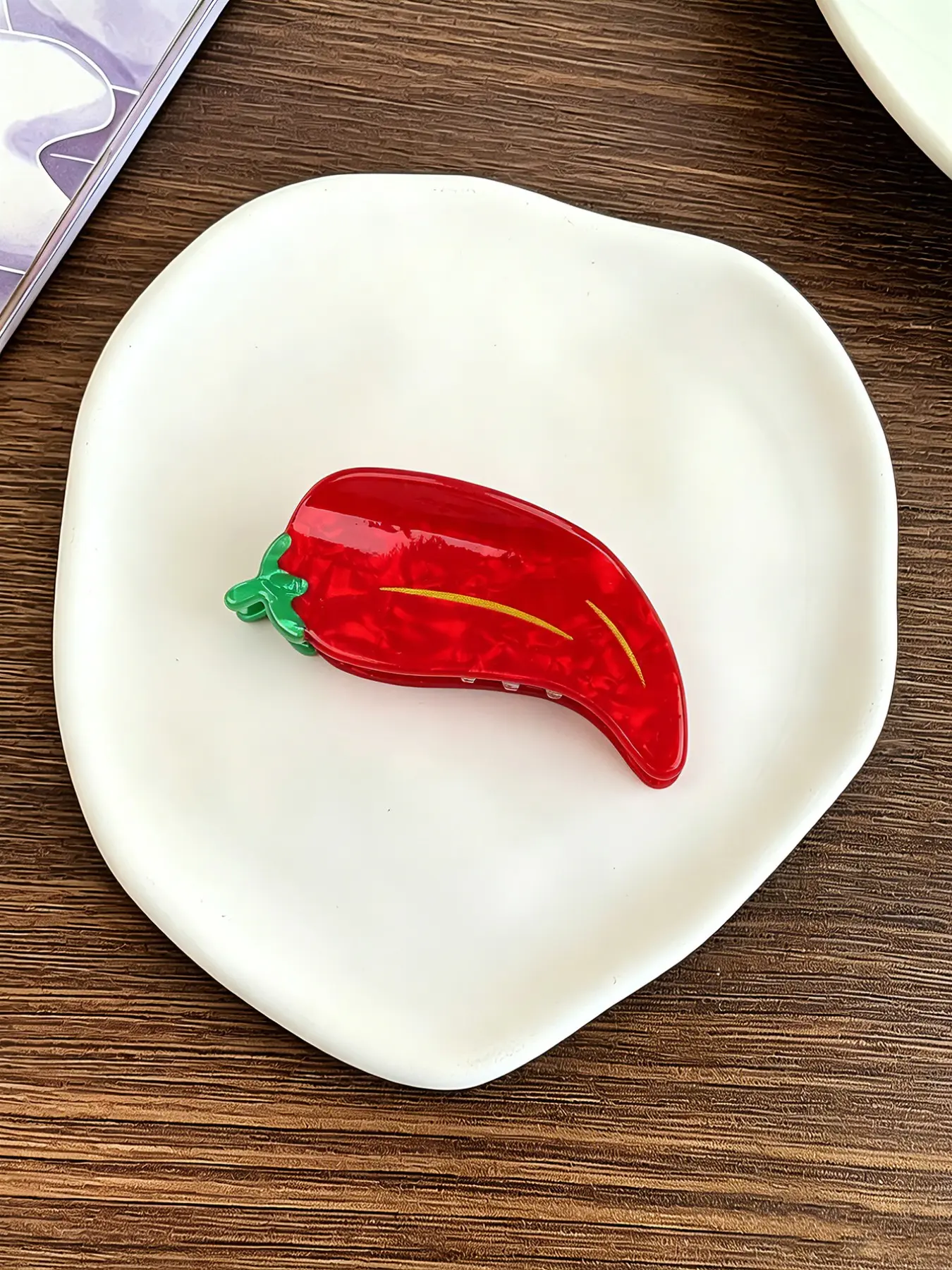 Cute Fun Food Simulation Hair Claw Clip, Chili Bread Hot Dog Hair Accessory, Creative Versatile Backside Ponytail Holder, Shark Hair Clip, Hair Clips Cute