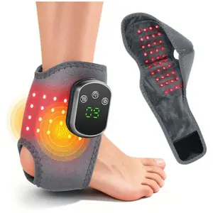 Rechargeable Ankle Massager with Heat & Vibration, 3 Modes, 15-Min Timer, Touchscreen Control, Secure Strap, Ideal for Pain Relief