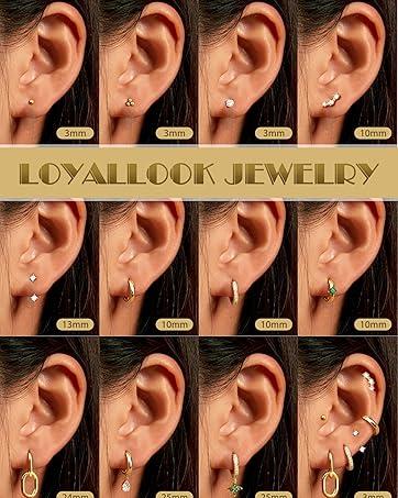 MILACOLATO 24Pairs Screw Back Earrings Stud for Girls Women Surgical Steel Hypoallergenic Cartilage Stud Earrings Tiny CZ Screwback Flat Back Stud Earrings Set Piercing Jewelry Multicolored 20G