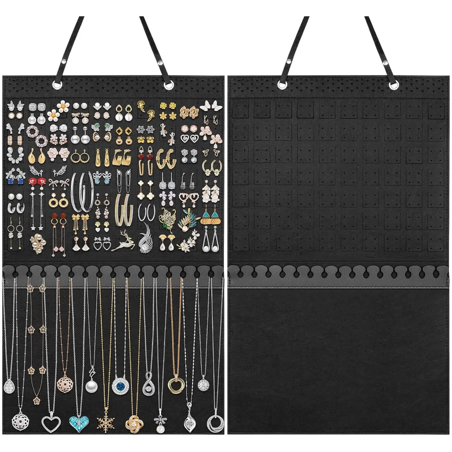 Holder, Large Earrings Necklaces Organizer Storage for Earrings, Necklaces, Bracelets, Enamel Pins and Ankles,  Display Storage Hanger for Wall, Closet and Door