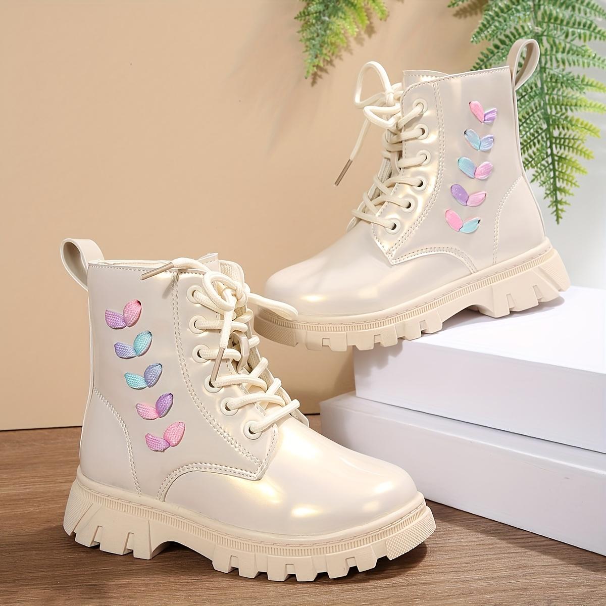 Girls' Casual Fashion Mid-Calf Boots with Lace-Up & Side Zipper Closure - Durable Faux Cover, Round Toe, TPR Sole - Perfect Fall/Winter Outdoor Activities, Casual Wear Boots |                   Playful Design |                   Durable Boots1011