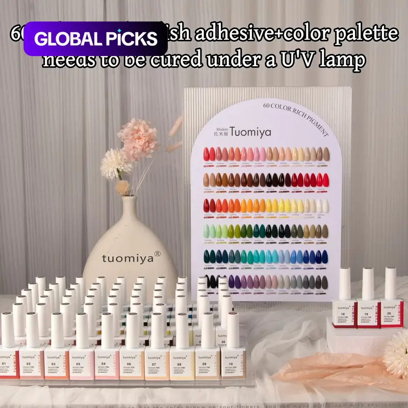 60 Color Gel Nail Polish Set, UV Gel, Nail Art & Nail Polish Set, Professional Nail Art Kit for Women & Girls, Manicure Accessories, Long Lasting Nail Polish, Nail Art Products #GLOBAL PICKS