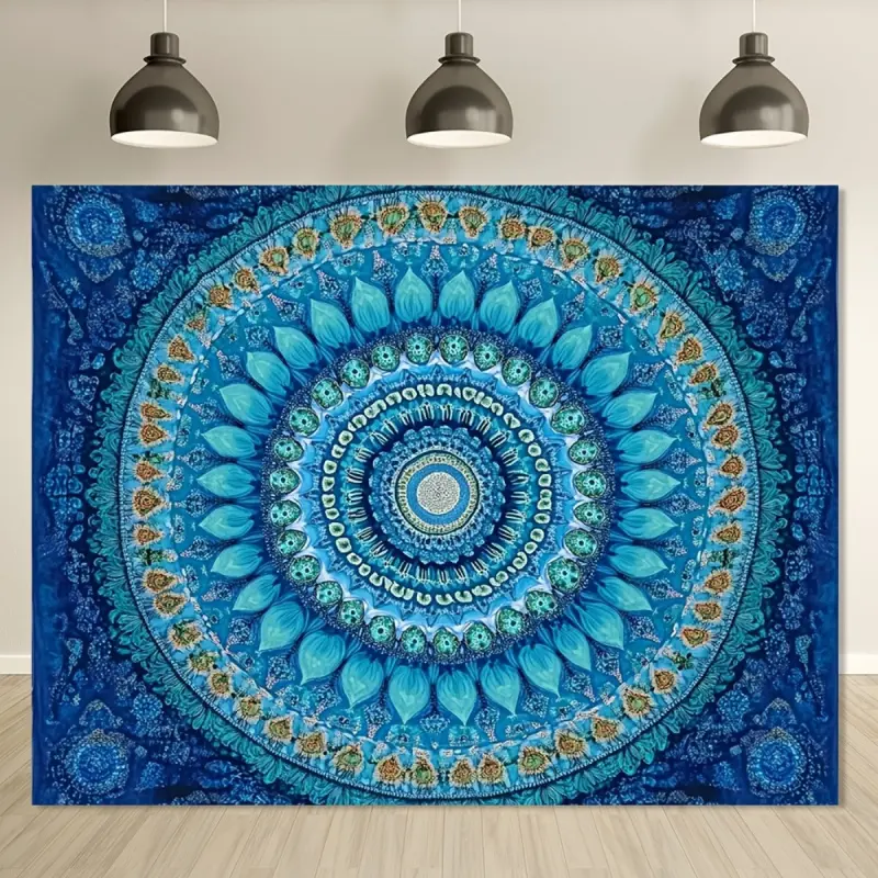 Neon,Nature,Bohemian,Sun,Large Blue Mandala Wall Tapestry - Multiple Sizes (Small/Medium/Large), Non-Electric Boho Backdrop for Home , Wedding Events, Room Art, Apartment Dorm Must-Have Gift Personalized Wall  decorative wall hanging decor funny tapestry