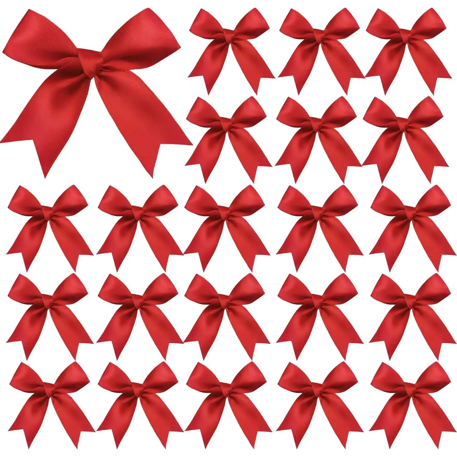 50 Pieces Gift Wrap Bows Premium Satin Ribbon Bows 3.3 Inch Craft Bows for Gift Wrapping DIY Treat Bags Holiday Gifts Bag Party Decorations, Wedding Decor Christmas Birthday Presents (Red)