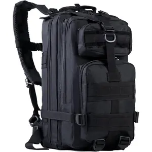 Lawaia Small Tactical Backpack Military Survival Molle Army Go Bag Hunting Gym Rucking Hiking Camping Motorcycle Rucksack With Weights for Men and Women 30L (Black)