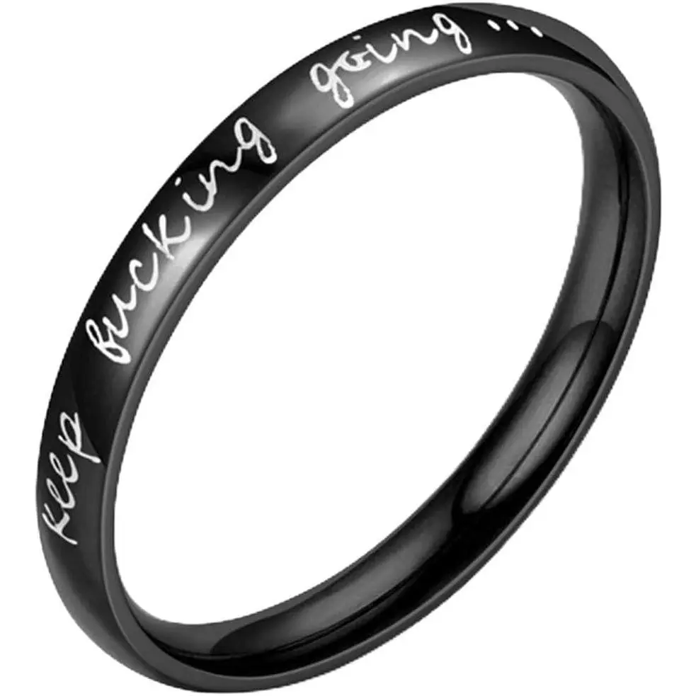 Jude Jewelers Stainless Steel Stackable Keep Fucking Going Inspirational Graduation Ring