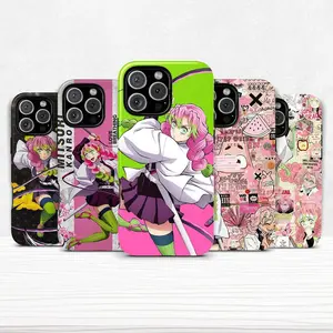 "Demon Slayer: Kimetsu no Yaiba" Mitsuri Kanroji-themed rugged phone case, compatible with iPhone 11–17 Pro Max/Plus series and Samsung Galaxy S23–S25 series.