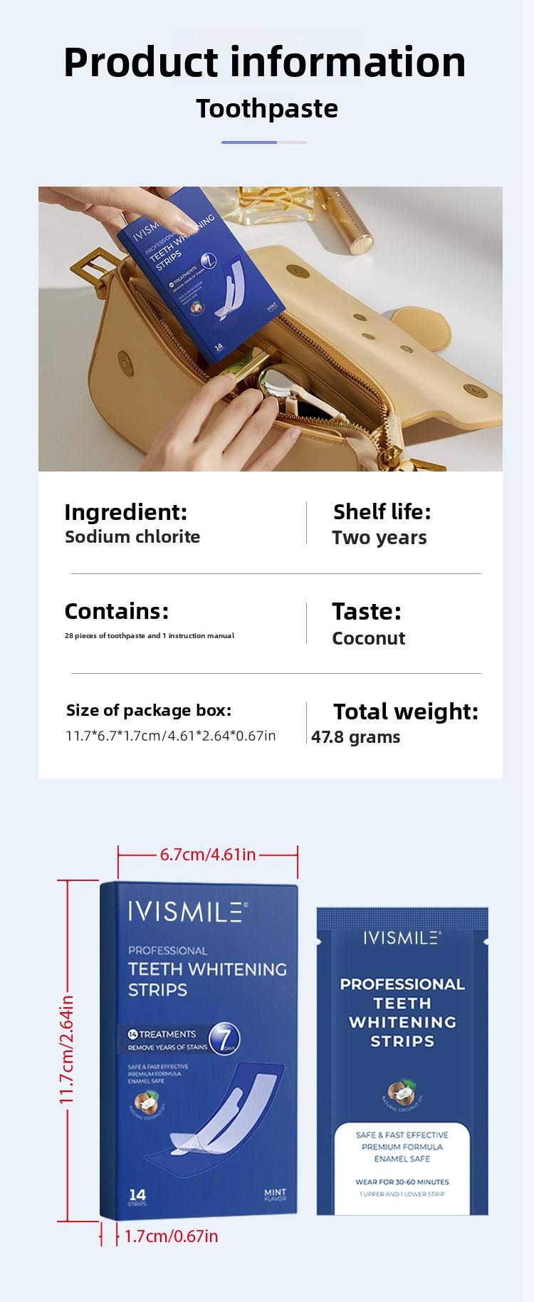 Ai Smile Teeth Whitening Strips, Yellow Stain Removal, Whitening, Sea Salt Cleansing, Brightening, Gentle, Cross-Border Supply, In-Stock